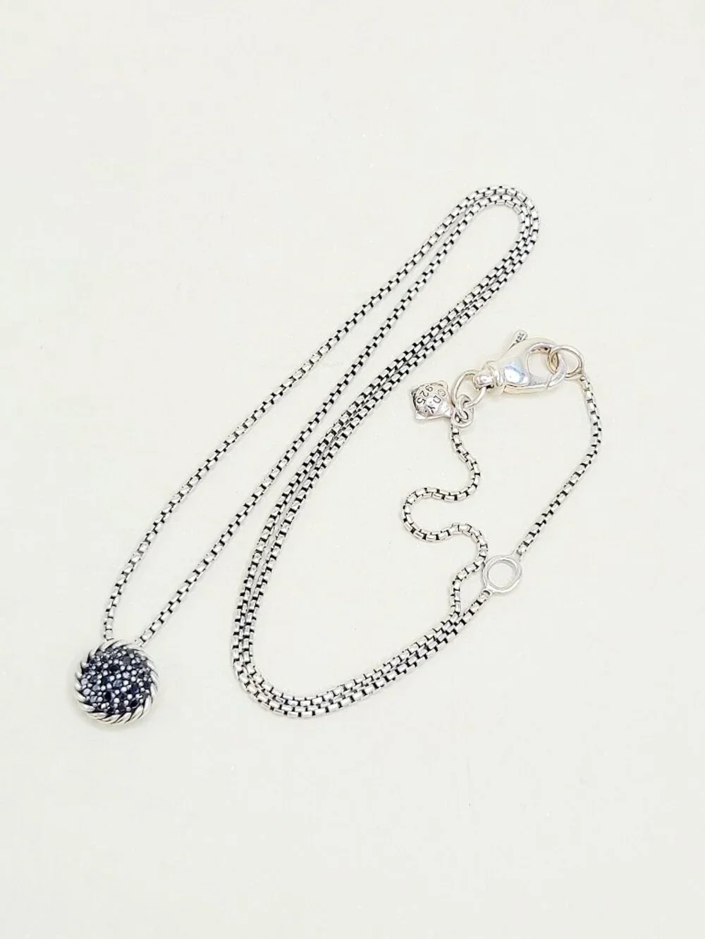 David Yurman Chatelaine Pendant Necklace w/ Pavé Black Diamonds - 17
